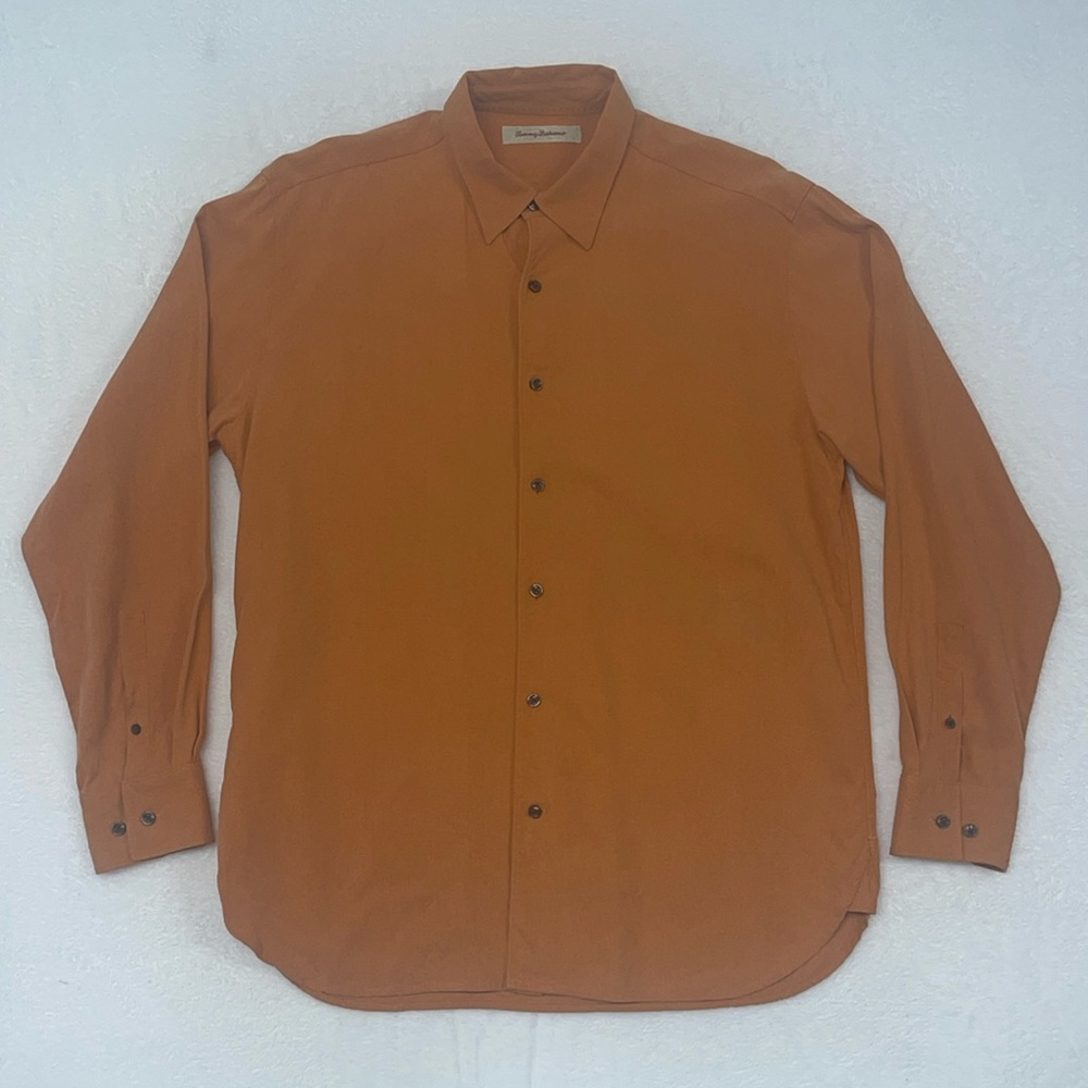 Tommy Bahama Silk Button Down Shirt Orange Mens Large